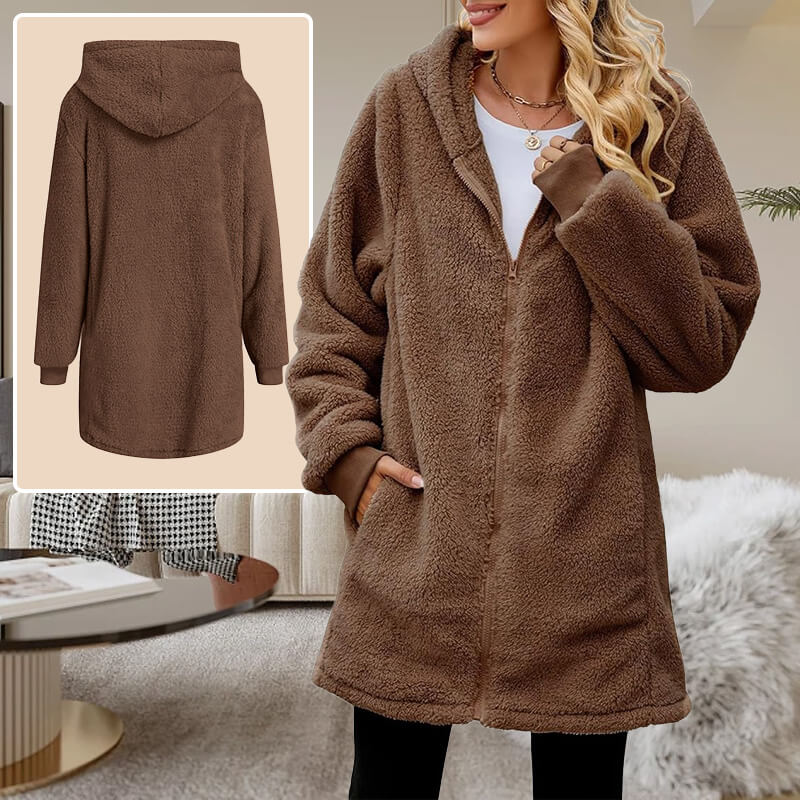 Un regalo premuroso! 🎁Maglia invernale da donna in peluche a maniche lunghe con cappuccio