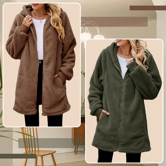 Un regalo premuroso! 🎁Maglia invernale da donna in peluche a maniche lunghe con cappuccio