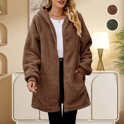 Un regalo premuroso! 🎁Maglia invernale da donna in peluche a maniche lunghe con cappuccio