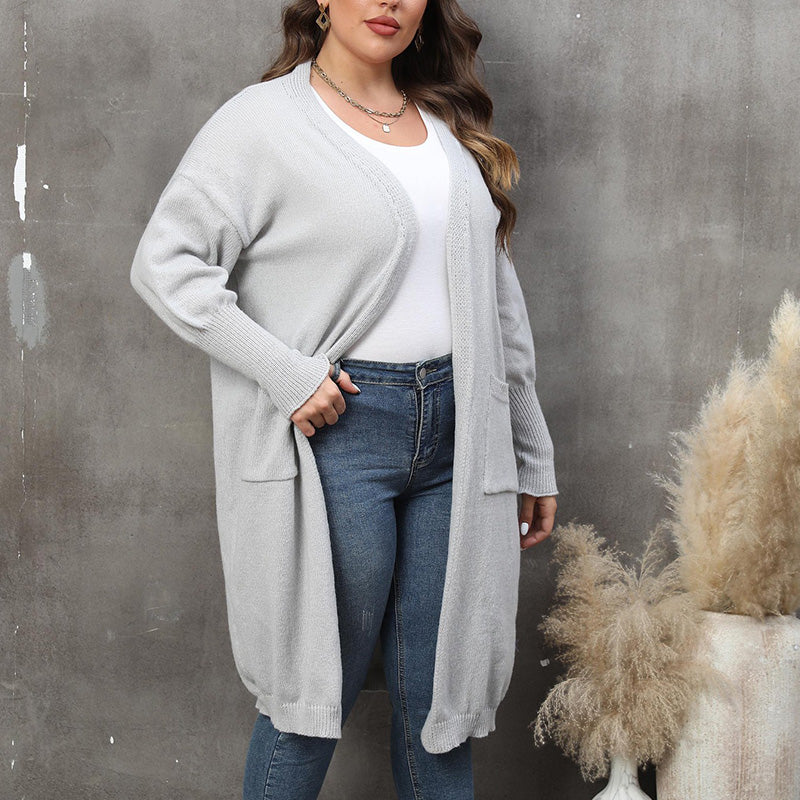 Maglione a maniche lunghe con apertura frontale Plus Size