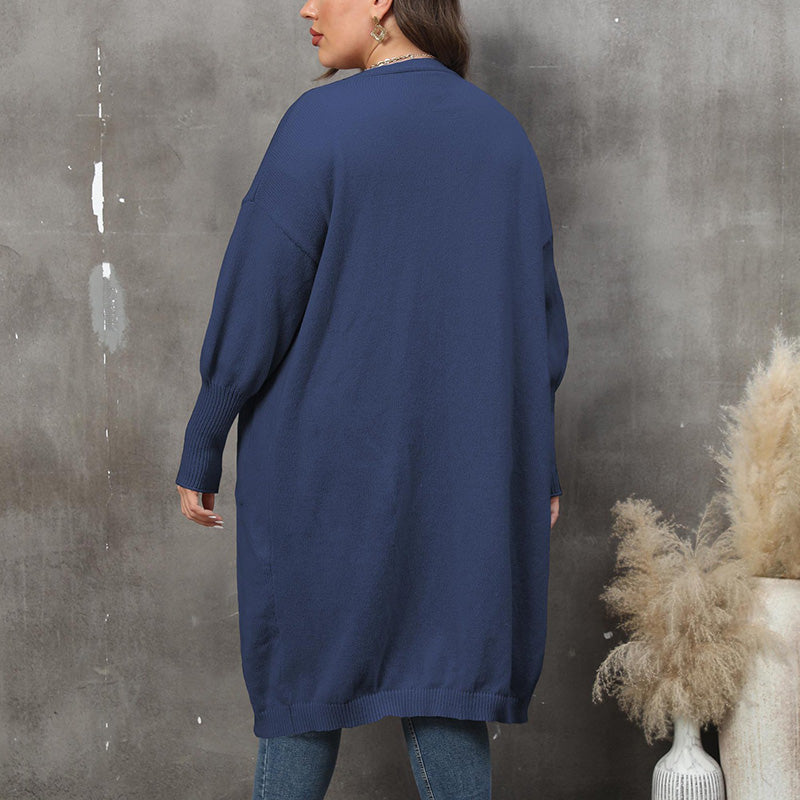 Maglione a maniche lunghe con apertura frontale Plus Size