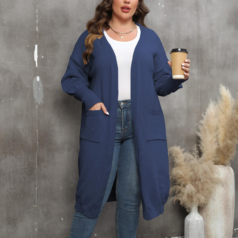 Maglione a maniche lunghe con apertura frontale Plus Size