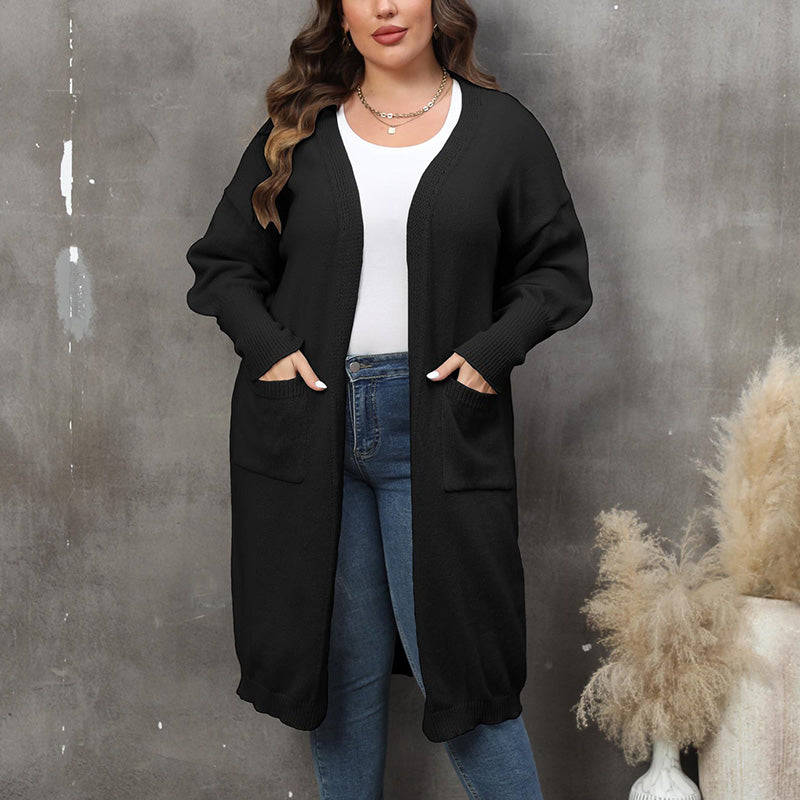 Maglione a maniche lunghe con apertura frontale Plus Size