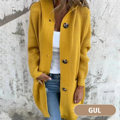 Cardigan da donna con cappuccio e bottoni