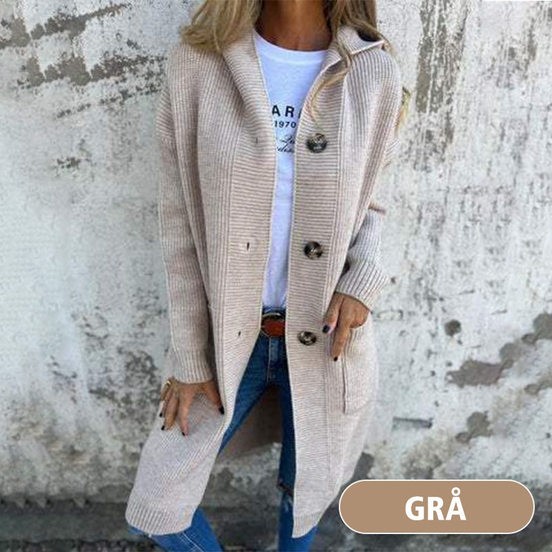 Cardigan da donna con cappuccio e bottoni