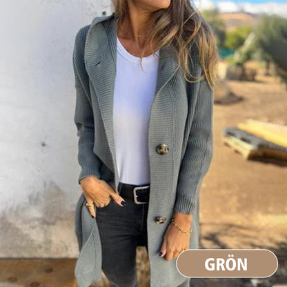 Cardigan da donna con cappuccio e bottoni